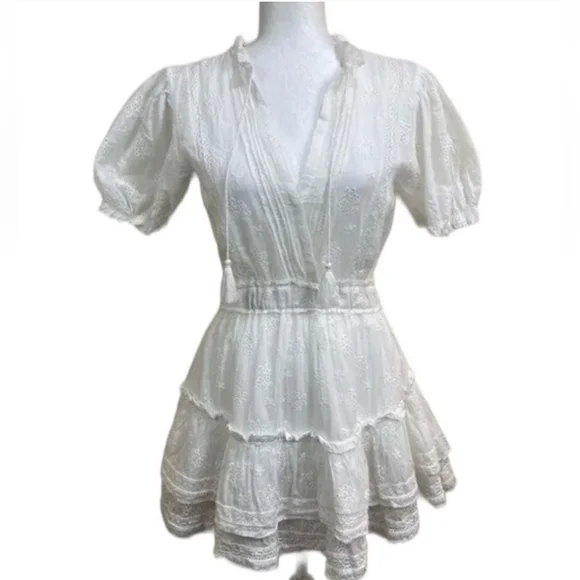 Mable White Eyelet Ruffle Mini Dress - Picture 5 of 16